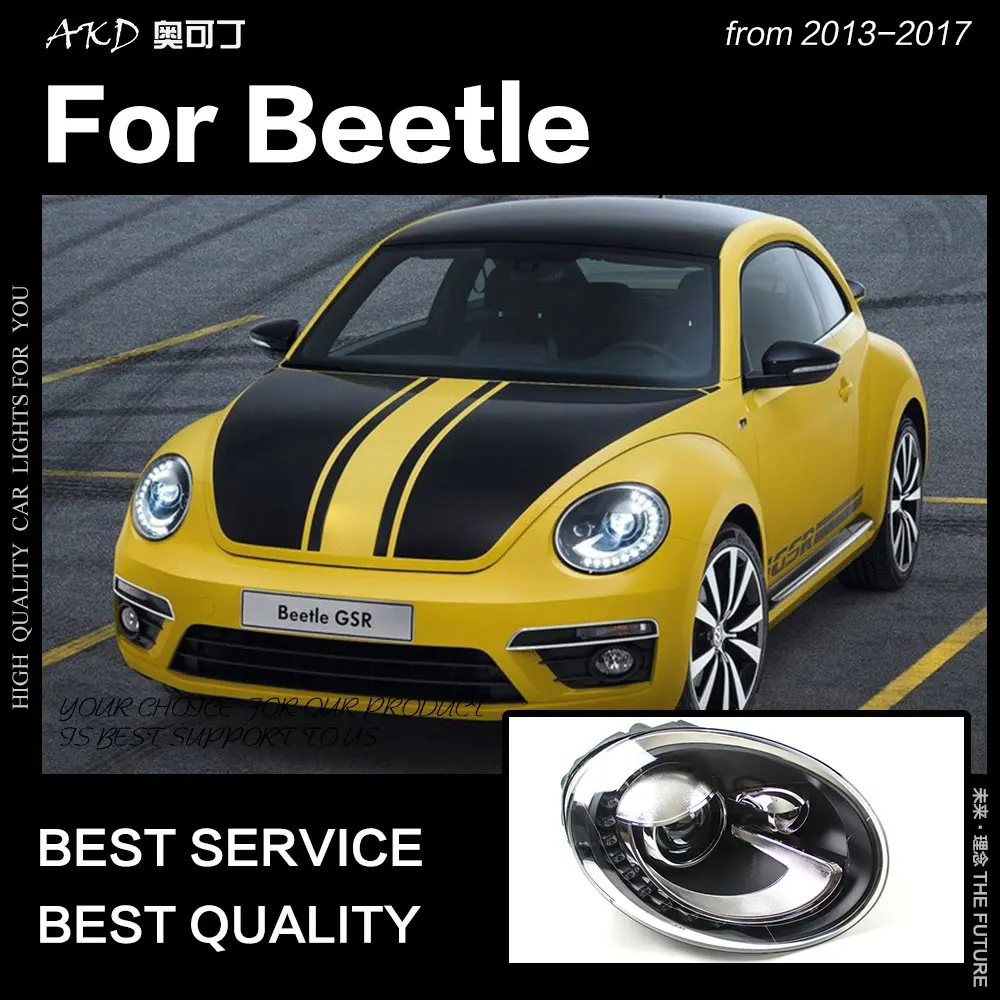 AKD автомобильный Стайлинг для VW Beetle фары 2013- Beetle светодиодный фары DRL HID фара ангел глаз биксеноновые фары аксессуары