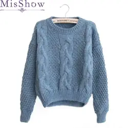 MisShow/осенне-зимний вязаный свитер с длинными рукавами для женщин; плотный Однотонный свитер из мохера