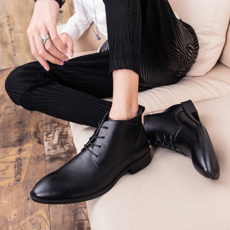 Goedkoop 2018 Nieuwe Hoge Kwaliteit mannen Korte Laarzen Comfortabele Suède Chelsea Boot Pluche Fur Warm Winter Laarzen Anti op Oxfords