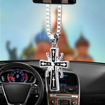 

Car Pendant Ornaments Charms Alloy Jesus Crucifix Cross Rearview Mirror Decoration Hanging Automobiles Decor Accessories Gifts