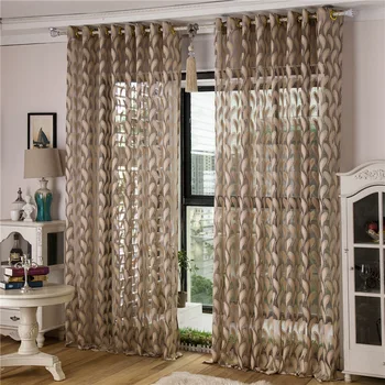 

Feather Pattern Jacquard Curtain For Living Room Balcony Transparent Voile Tulle Breathable Sun-shading Yarn Drapes cortina