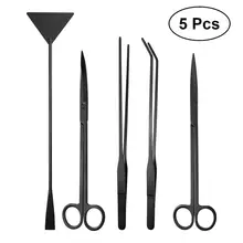 5 шт. шпатель инструмент Портативный утилита нержавеющая сталь прочный твердый Пинцет шпатель набор инструментов для очистки аквариума