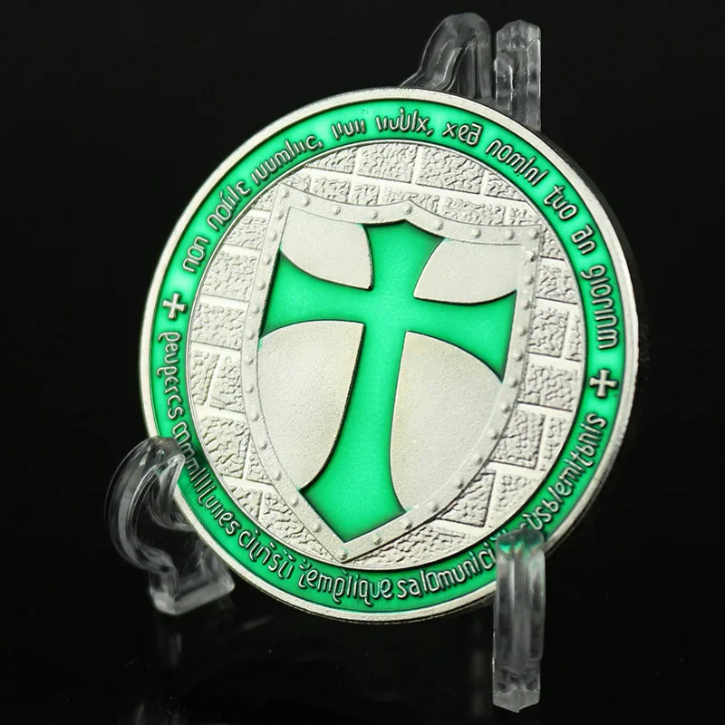 

2018 Silver Plated Souvenir Coin Collecting Green Knights Templar Crusaders Metal Craft for Gifts