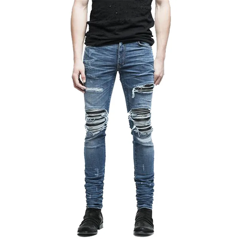 mens distressed biker jeans