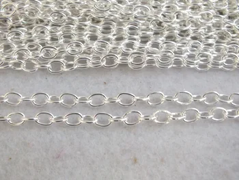 

free shipping!!!A-3846 100m Silver Plated Chain 2*3mm