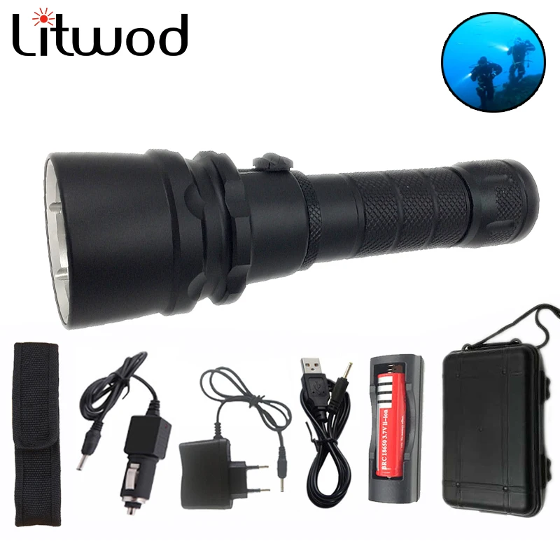 

Z30D52 LED Diving Flashlight Torch 5000Lm XM-L L2 Waterproof Underwater 120M Lamp Light Lanterna AC Car USB Charger Cover Box