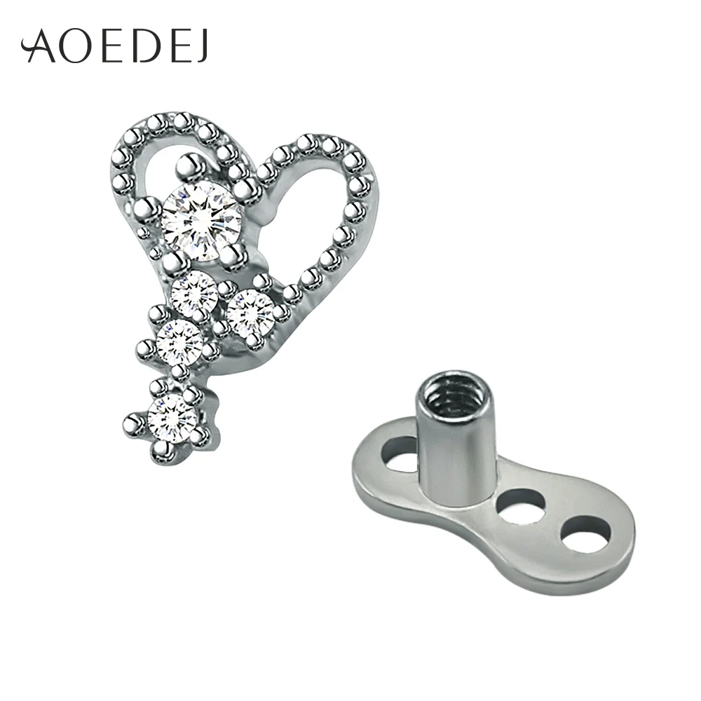 Buy AOEDEJ Heart Crystal Dermal Anchor Skin Diver Body Piercing Jewelry