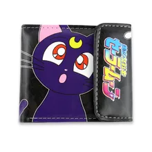 Women Girl Sailor Moon Purple Cat White Short Wallet Purse Bag Note Cosplay Gift For Girls