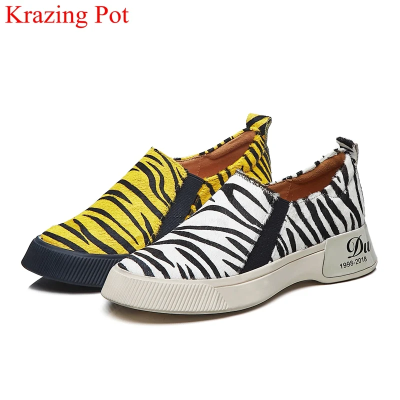 

horsehair slip on med heels casual shoes increasing sneaker concise platform mixed colors spring women vulcanized shoes L2f3