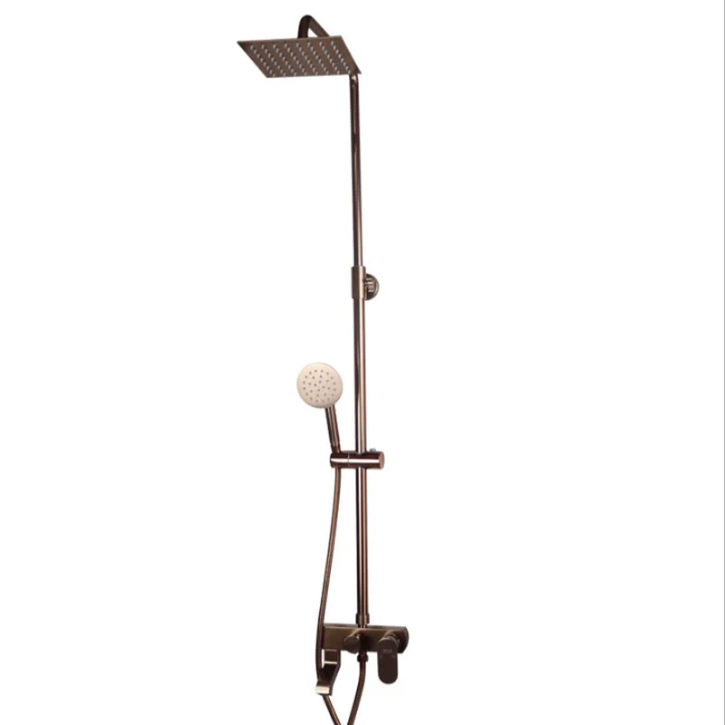 

Luxury Wall Mounted Aluminium Alloy Rose Gold Rain Shower Faucets Set System Cold and Hot Water Shower Head