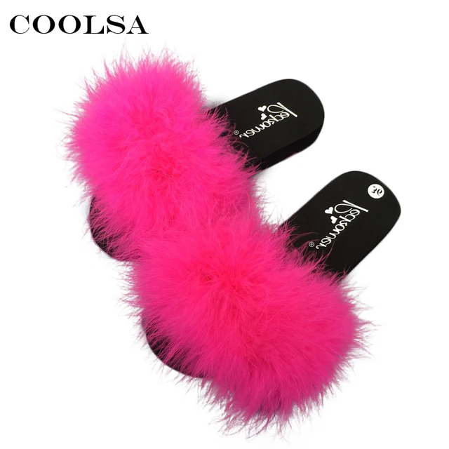 fluffy feather slippers