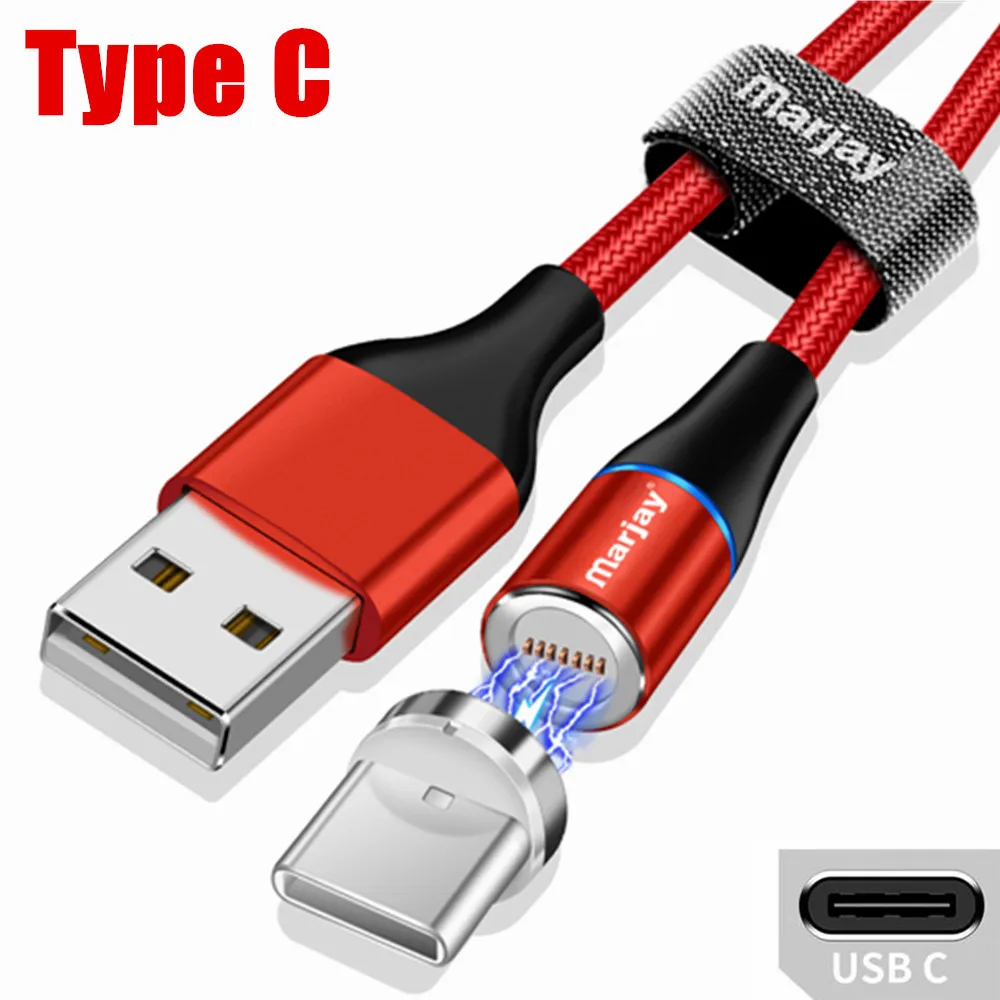 Магнитный usb-кабель Marjay 3A для быстрой зарядки 3,0, кабель Micro USB type-C для iPhone X 8, samsung S9, huawei, Xiaomi, кабель для быстрой зарядки - Цвет: Red Type C Cable