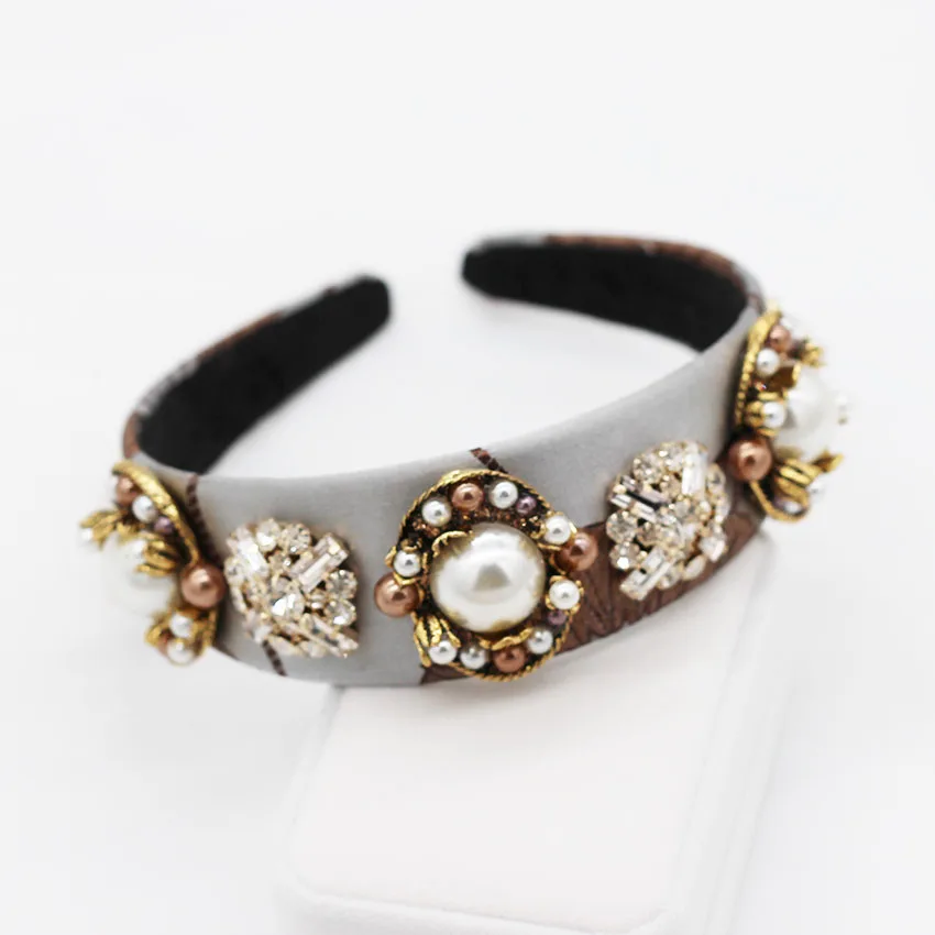 

New Baroque Headband Fashion Acrylic Pearl Geometric Retro Joc Dance Personality Headband 962