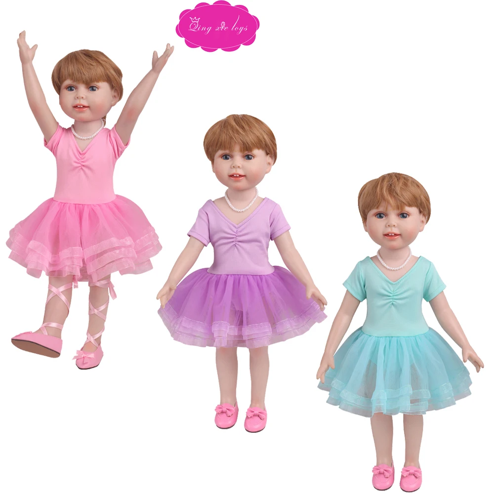 

18 inch Girl dolls Clothes American New ballet dress with 3 layers of lace skirt Dress accessories fit 43 cm baby doll c767