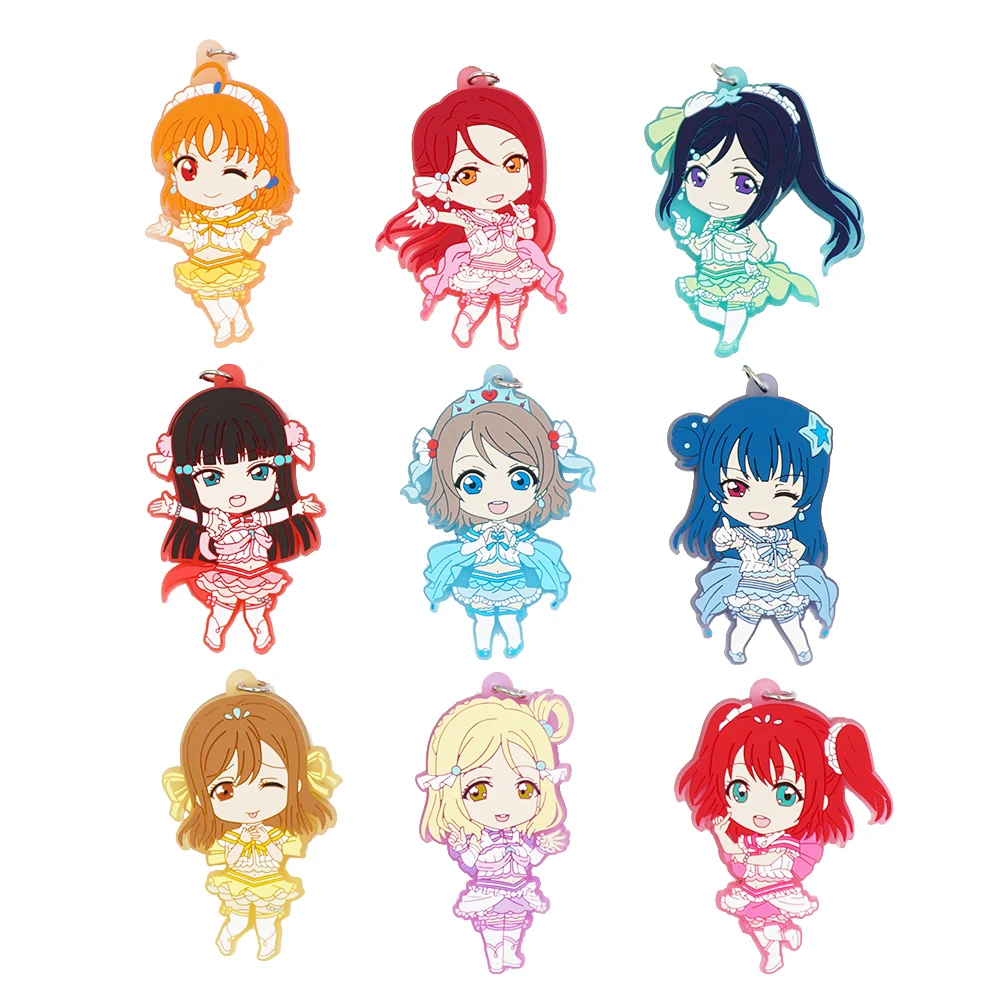 

Love Live Anime keychain Kotori Nico Rin Umi Maki Chika Dia Riko Yoshi kc Kunikida Kanan Rubber strap/phone charms G857san