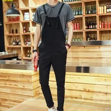 Мужской повседневный черный комбинезон на лямках для мужчин, Модный облегающий Облегающий комбинезон до щиколотки, повседневные штаны на подтяжках, мужской комбинезон для подростков