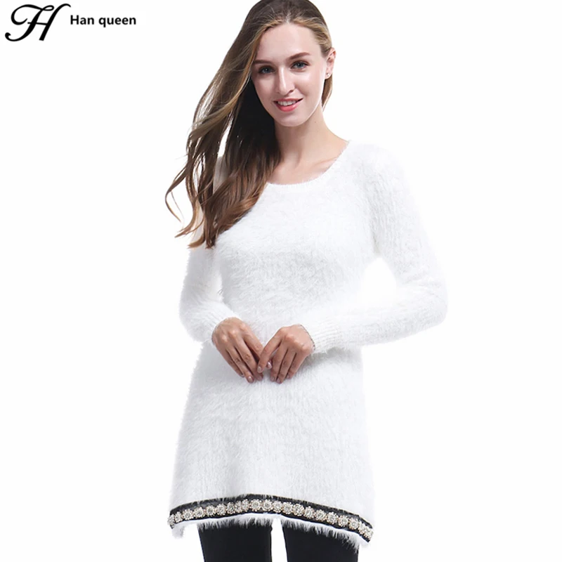 H Han Queen Mink Cashmere Pullover Casual Loose Thicker