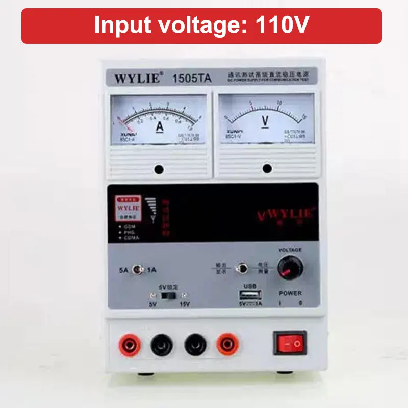 

WYLIE 110V 15V 5A Regulated Power Supply Digital LED Display DC Power Supply for Mobile Phone Repair Test