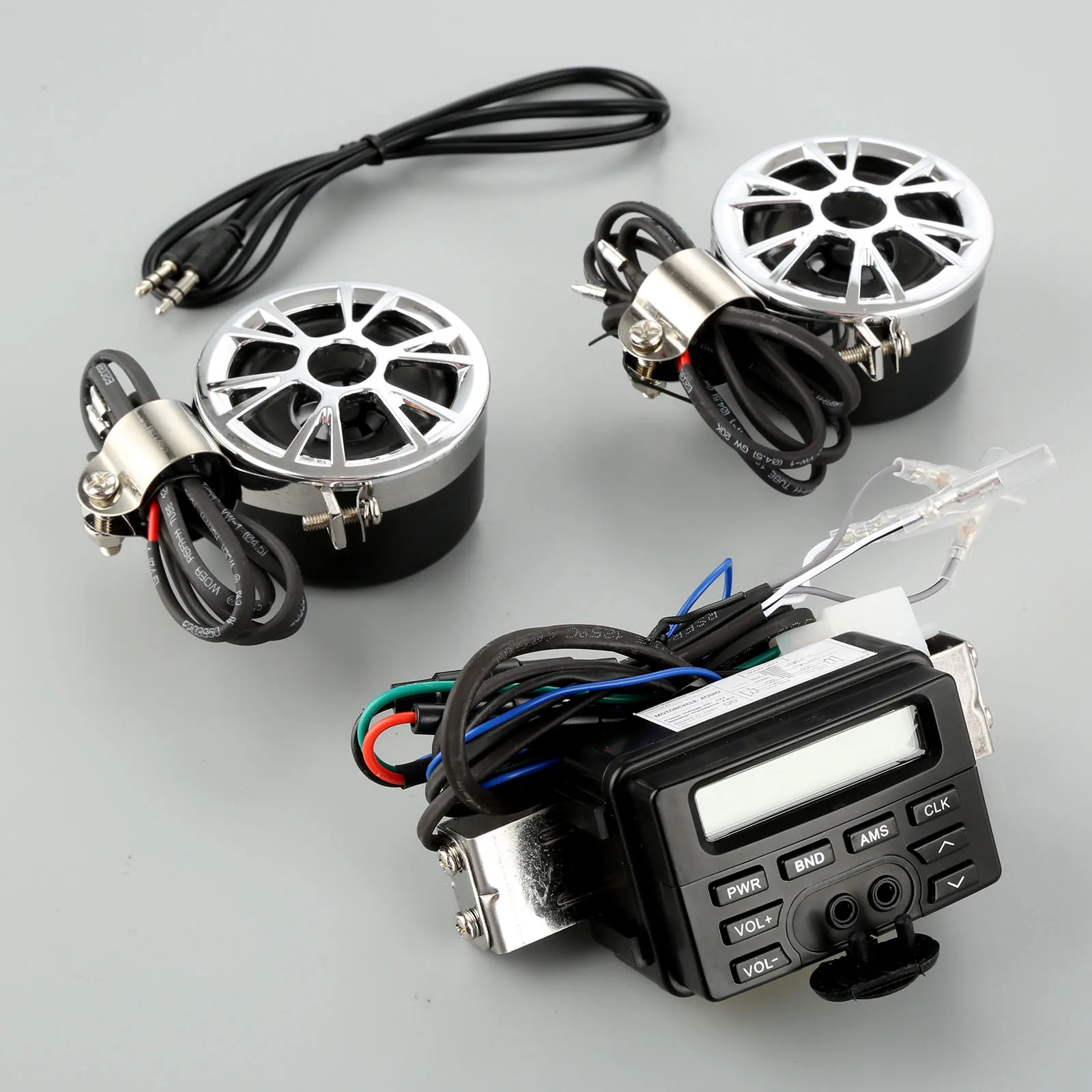 

Audio Motorcycle Radio System For Suzuki FM MP3 2 Speakers Fit For Yamaha Honda Kawasaki handlebars DC12V 30W