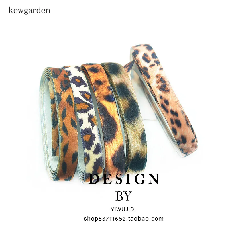 

Kewgarden Leopard Print Satin Ribbons 3/8" 10mm Handmade Tape DIY Bowknot Velvet Ribbon Riband 10 Meters
