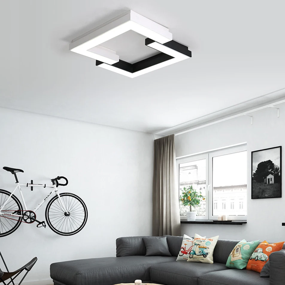 

LED Modern Geometric Iron Acryl Black White LED Lamp.LED Light.Ceiling Lights.LED Ceiling Light.Ceiling Lamp For Foyer Bedroom