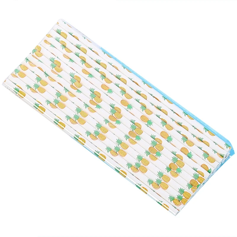 

Pineapple Patterned Drinking Paper Straws,Disposable Biodegradable,7.75 Inches,Pack Of 100