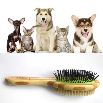 

wood double sided Hairs Comb For Pet Dog Cats Hair Grooming Brush pig mane Silica Gel pet supplies