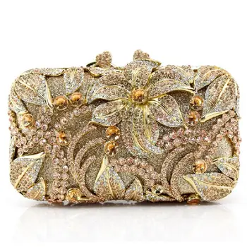 

Diamond-studded banquet bag Ladies three-dimensional flower dinner clutch Full drill chain handbag Bridesmaid bag G142