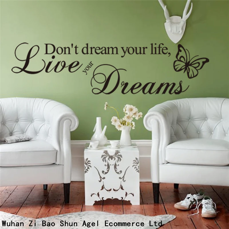

BornIsKing Don't Dream Your Life Home Decoration Creative Wall Decals Decorative Adesivo De Parede Removable Vinyl Wall Stickers