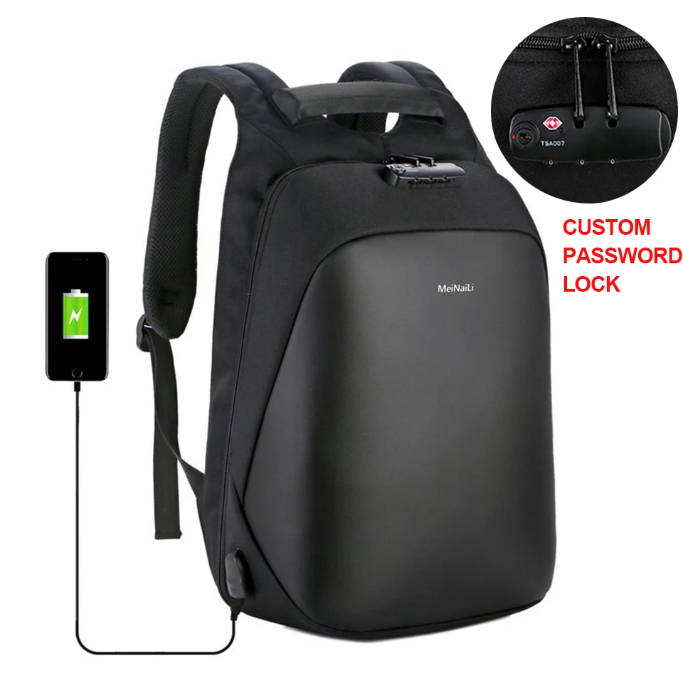 Anti theft Backpack Men Backpacks Laptop 15.6'' Waterproof USB Password Lock Bag Pack Business