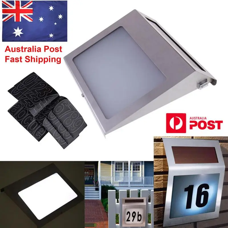 

Solar Powered Stainless Steel 3 LED Doorplate Lamp House Number and Letters Light