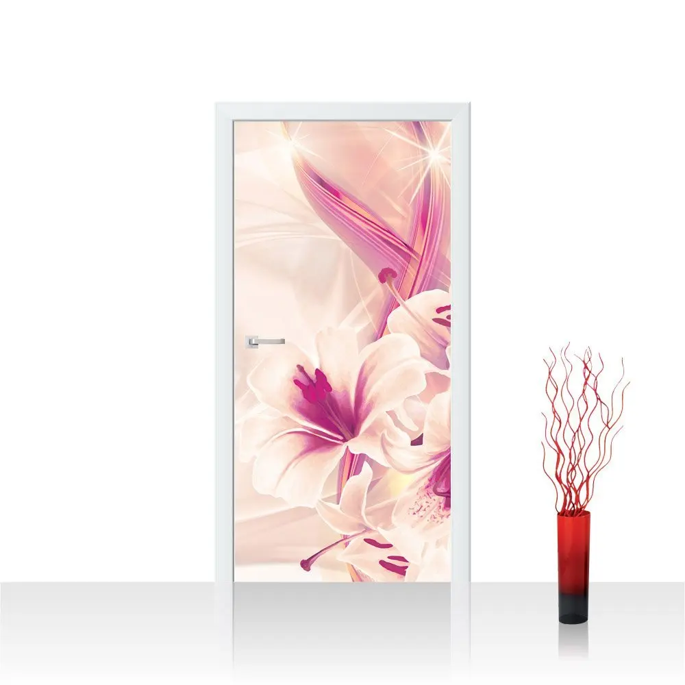 3D Цветущая лилия Современная дверь наклейка для спальни гостиная подарок искусство ПВХ водонепроницаемая наклейка дверь обертывание 77*200 см