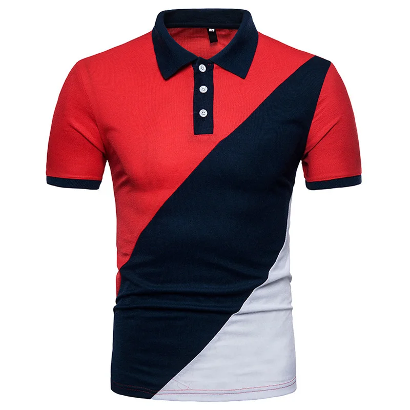 Summer Men'S European And American Style Color Splice Short Sleeve Polo
