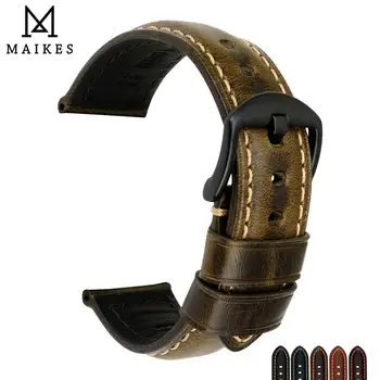 

MAIKES Watch Band Vintage Oil Wax Leather Strap 20mm 22mm 24mm 26mm With Stainless Steel Buckle Watch Bracelet For Chopard