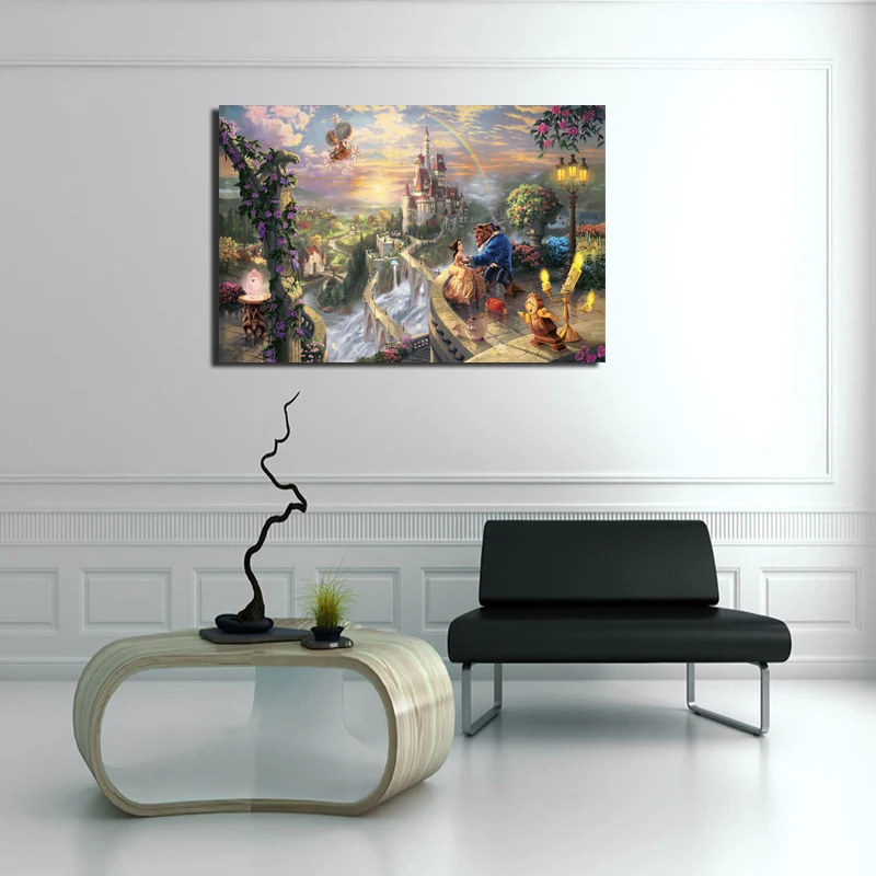 Красота и чудовище Томас Kinkade холст живопись гостиная украшение дома Современное украшение на стену, живопись маслом плакаты картины