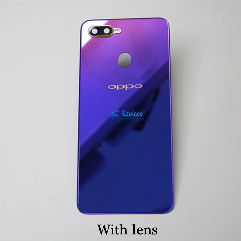 Фиолетовый/красный/синий/черный 6,3 дюйма для Oppo F9/Oppo F9 Pro задняя крышка батарейного отсека дверной корпус чехол для задней части стекла