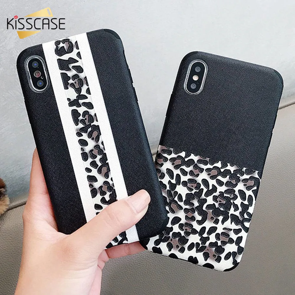 Черный леопардовый чехол KISSCASE для iPhone 7 8 XS X XR Max Plus мягкий из ТПУ 6S 6 |