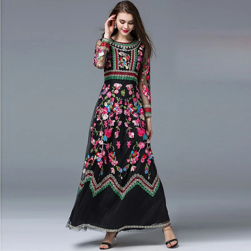 HIGH Quality New Fashion 2017 Runway Maxi Dress Women's Noble Long