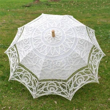 Guarda-chuva de casamento feito à mão, cho para noiva, bordado, renda, guarda-chuva branco, decoração de interiores