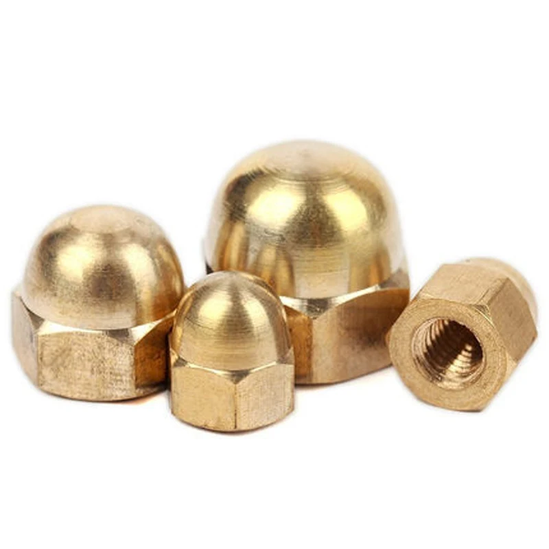 5pcs M3 M4 brass Hexagon copper Cap nut International environmental protection cuprum 6mm-8mm length 3mm-3.2mm Hexagonal side |