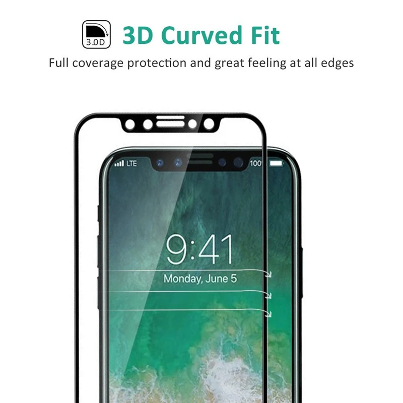 NMEGOU 3D закаленное стекло изогнутое полное покрытие Защита экрана для Iphone X 5S SE 5 6 6S 7