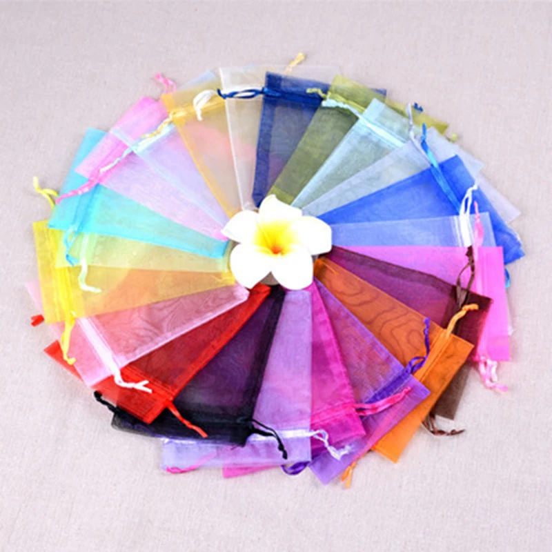 100pcs Large Organza Jewelry Gift Bag 17x23cm Sheer Fabric Favor Bags