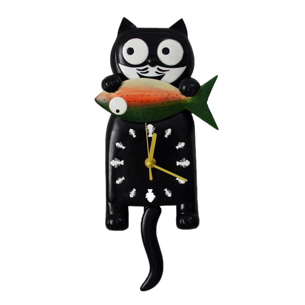 

Decor Kids Room Decoration Birthday Gift Wall Clocks Wall Clock Cat Design Cartoon Hanging Watches Decorative Home
