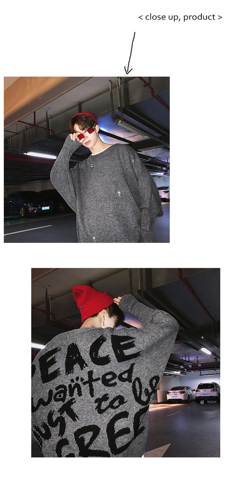 Letter Men Hip Hop Sweater Streetwear Print   (29)