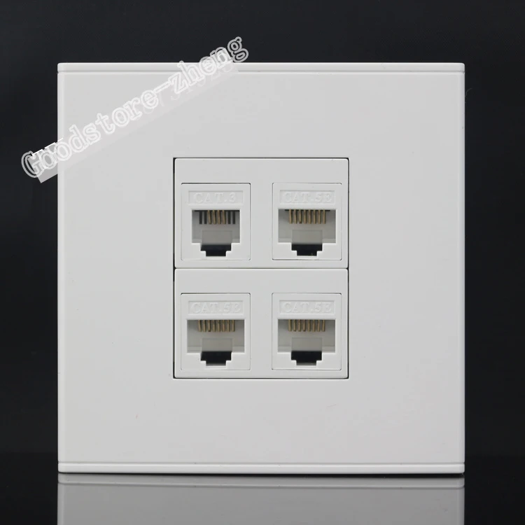 

Wall Socket 4 Ports 3 Ports Network CAT5 RJ45 & Single RJ11 TEL Telephone Outlet Panel Faceplate Home Adapter Wholesale Lots