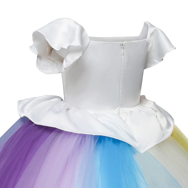 Платье для девочек одежда для малышей для первого дня рождения детский Рождественский костюм с единорогом разноцветное Радужное платье для детей 1, 2, 3, 4, 5 лет