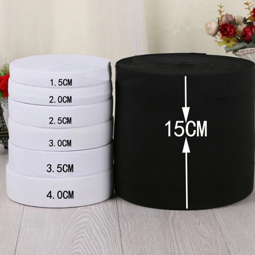 

Elastic Bands 15mm 20mm 25mm30mm 35mm 1 Roll White and Black Nylon Elastic Bands Garment Trousers Sewing Accessories DIY Crafts