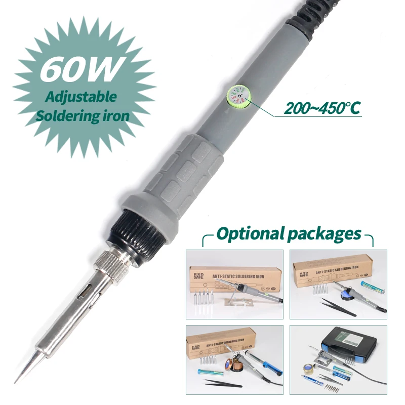 YIHUA 947-II  adjustable soldering iron  with 5 colors optional+portable screwdriver+solder wire+tips+mini soldering iron holder