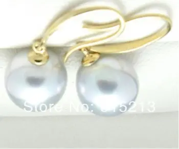

wb00413 natural 10-11mm Australian south sea gray pearl earrings