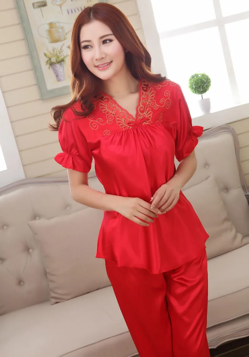 Summer faux silk men's 2 piece Pajama Sets male Rayon homewear younster sleepwear  Men's Sleep Lounge short  pijamas nightwears organic pyjamas